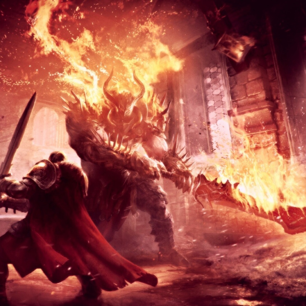 Огненный монстр в игре Lords of the Fallen
