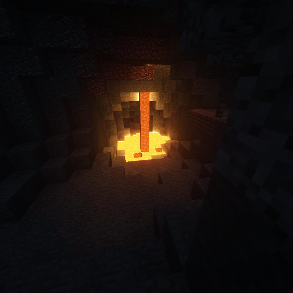 Очаг в пещере в игре Minecraft