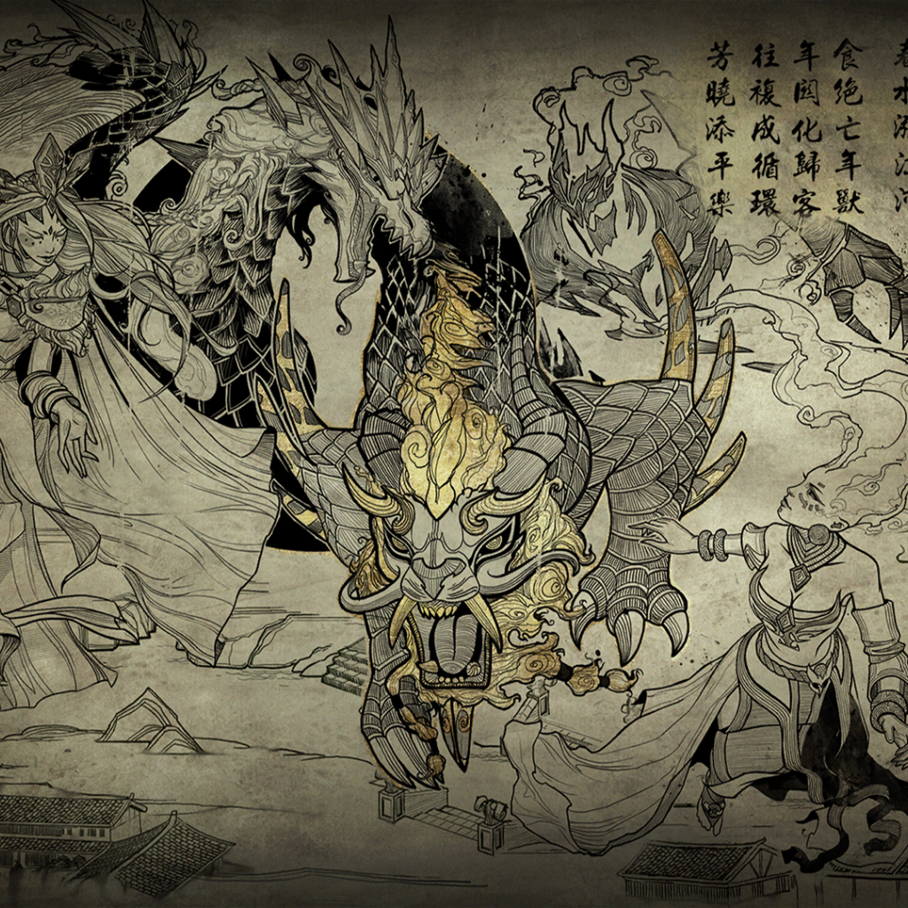 Игра Dota 2 в стиле японской живописи