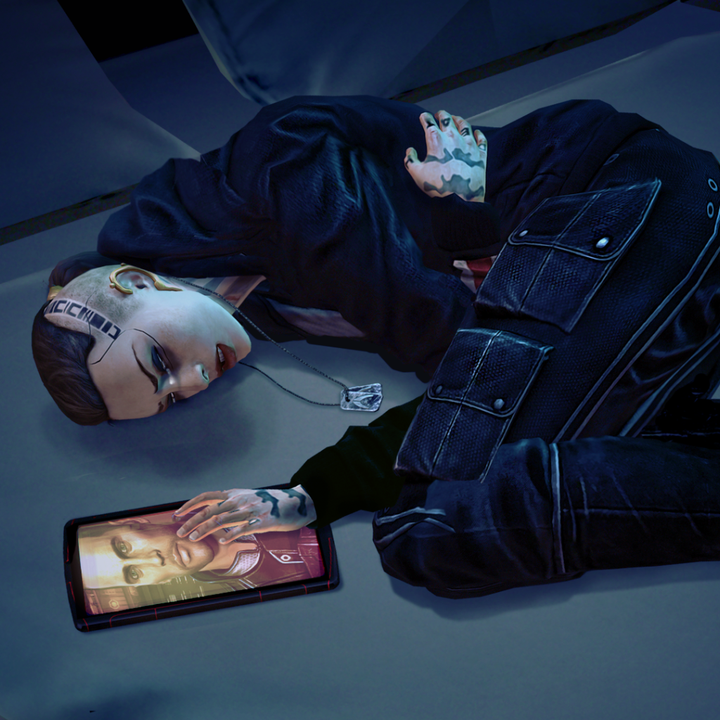 Девушка с планшетом в игре Mass Effect 3