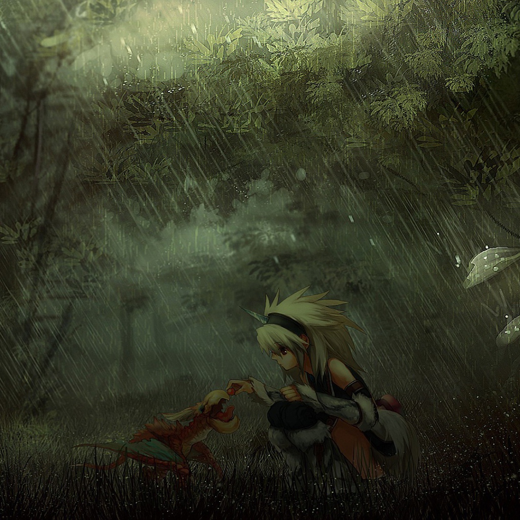 Девушка с дракончиком, игра Monster Hunter