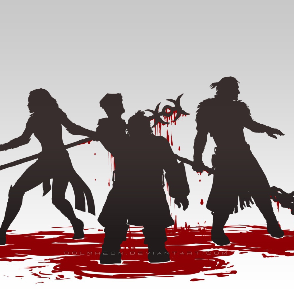 Герои игры Dragon Age Inquisition по колено в крови