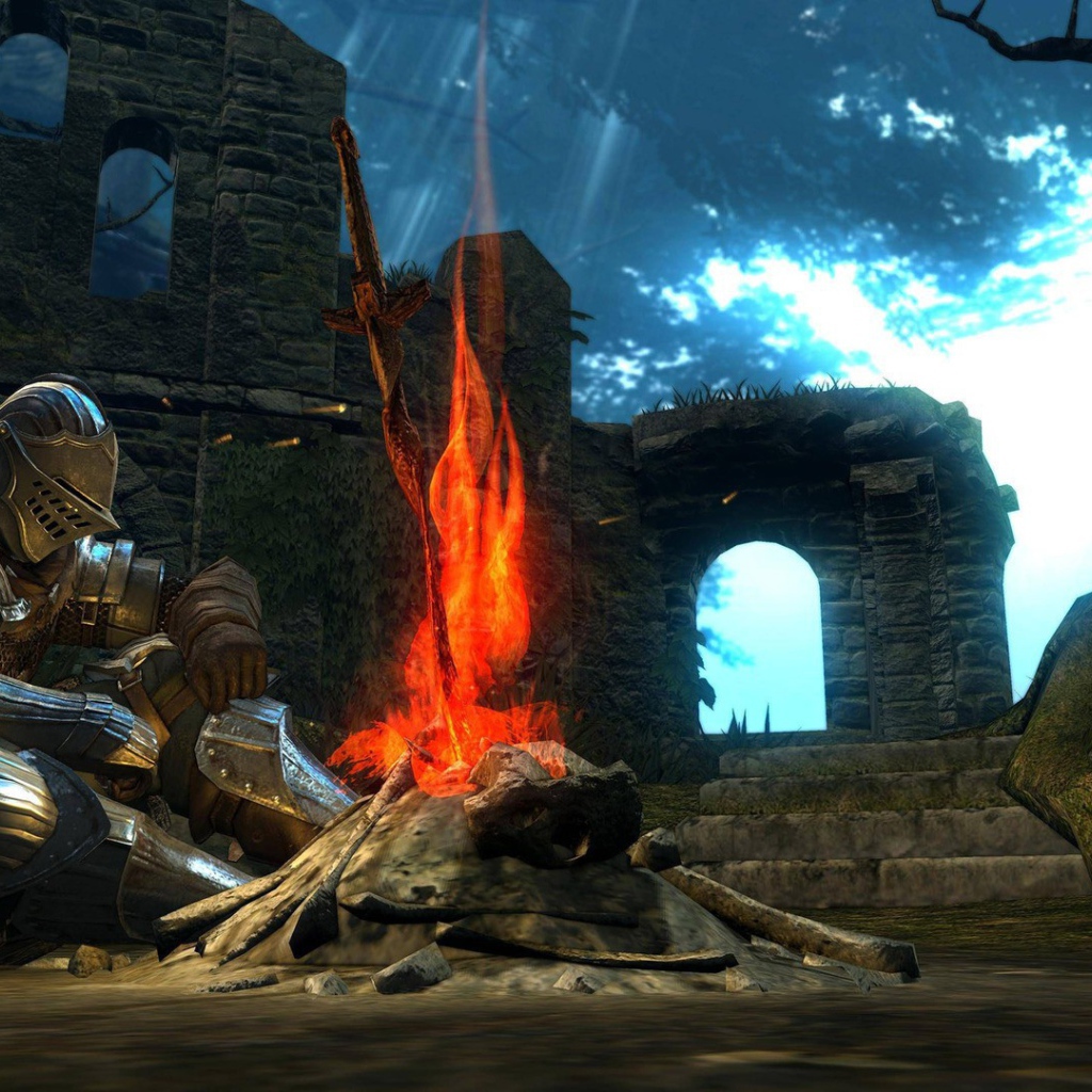 Рыцарь у костра в игре Dark Souls