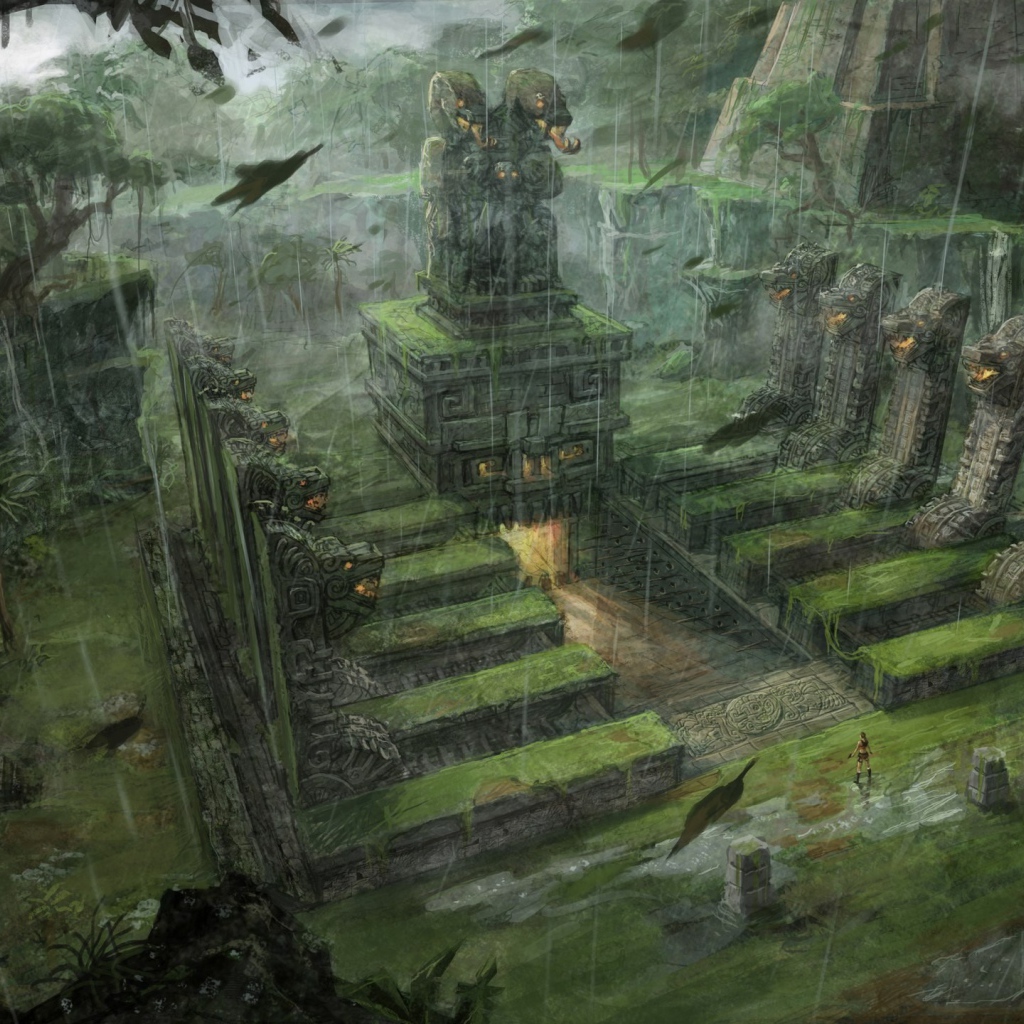 Пейзаж с постройками в игре Tomb Raider