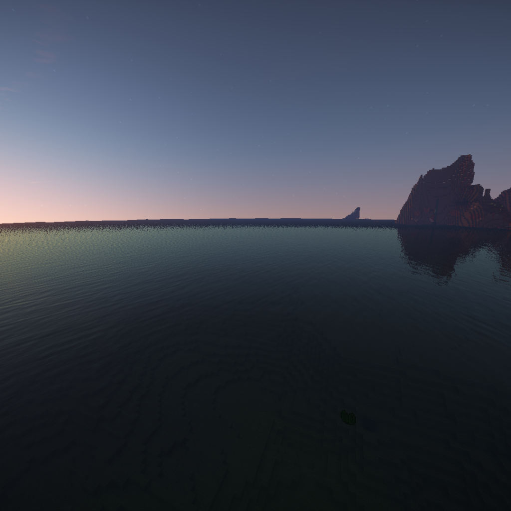 Лава стекает в море в игре Minecraft