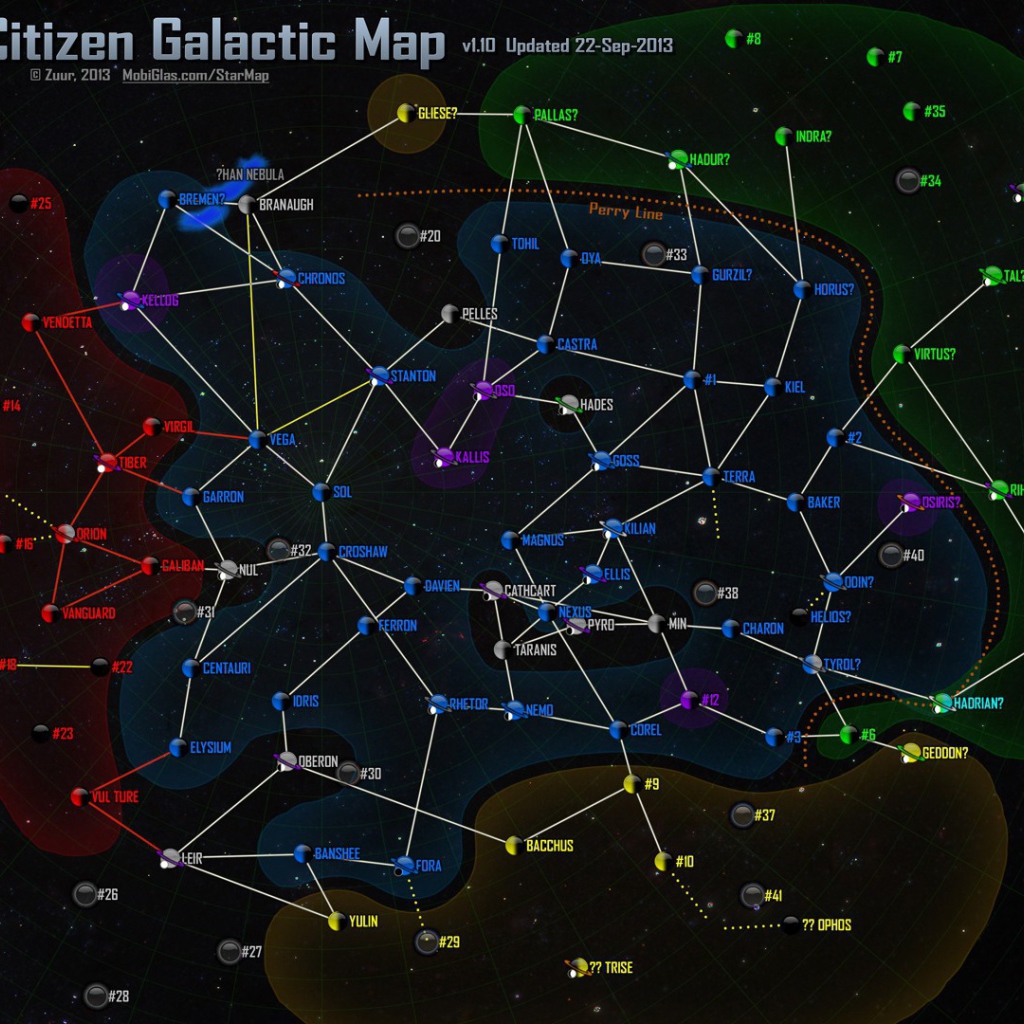 Карта галактики в игре Star Citizen