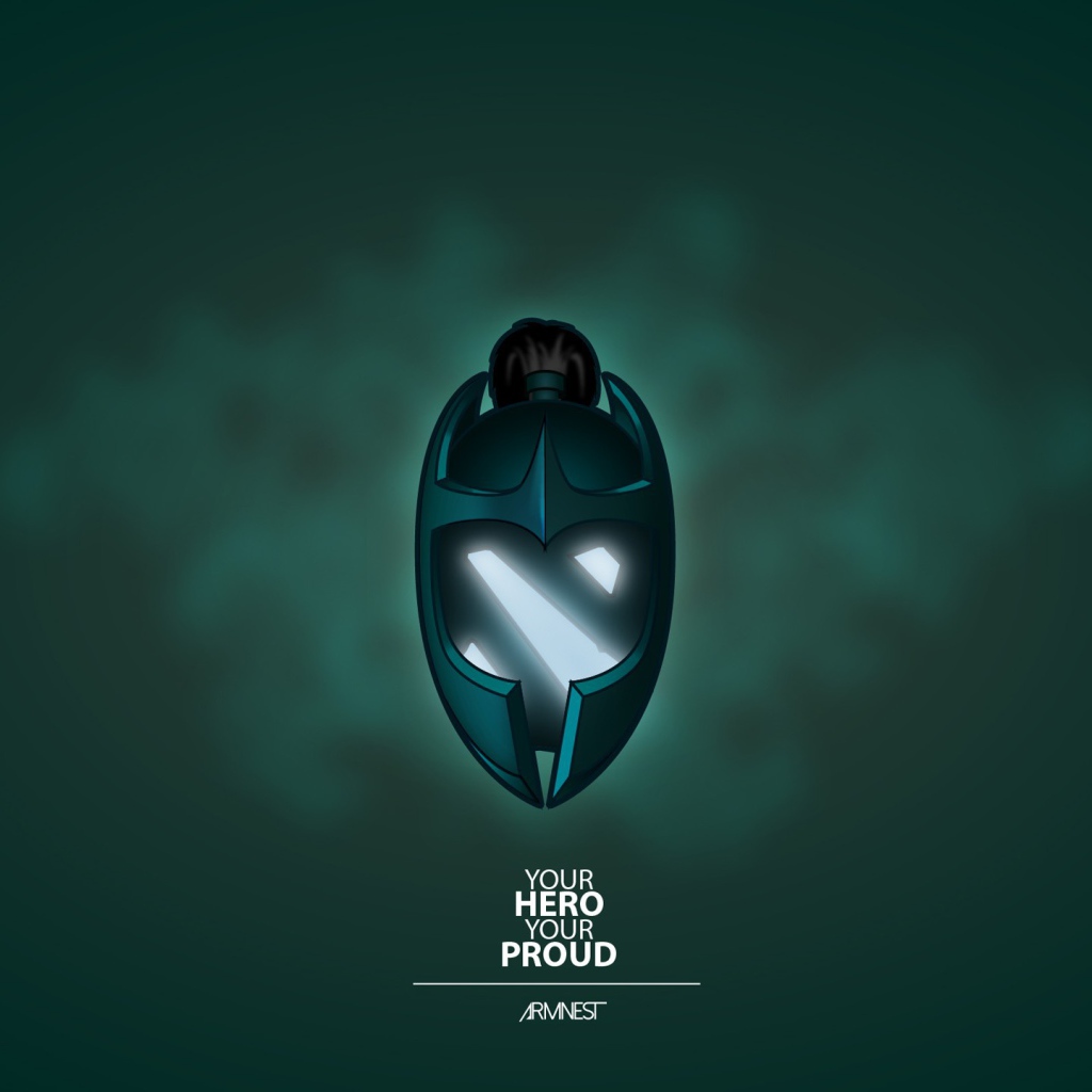 Маска из игры Dota 2, зеленый фон