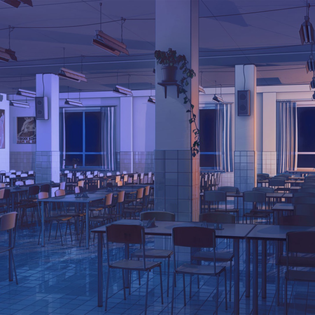 Ночь в столовой в игре Бесконечное лето