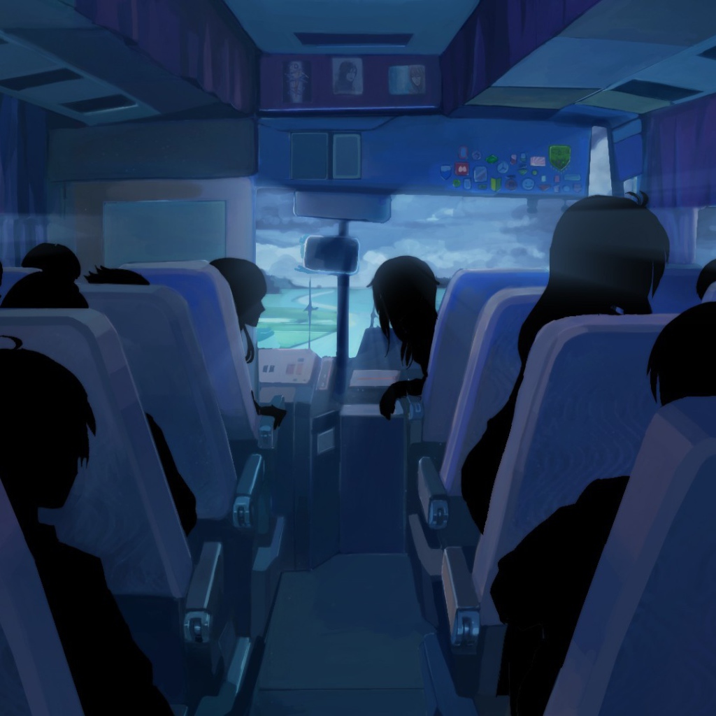 Люди в автобусе в игре Бесконечное лето