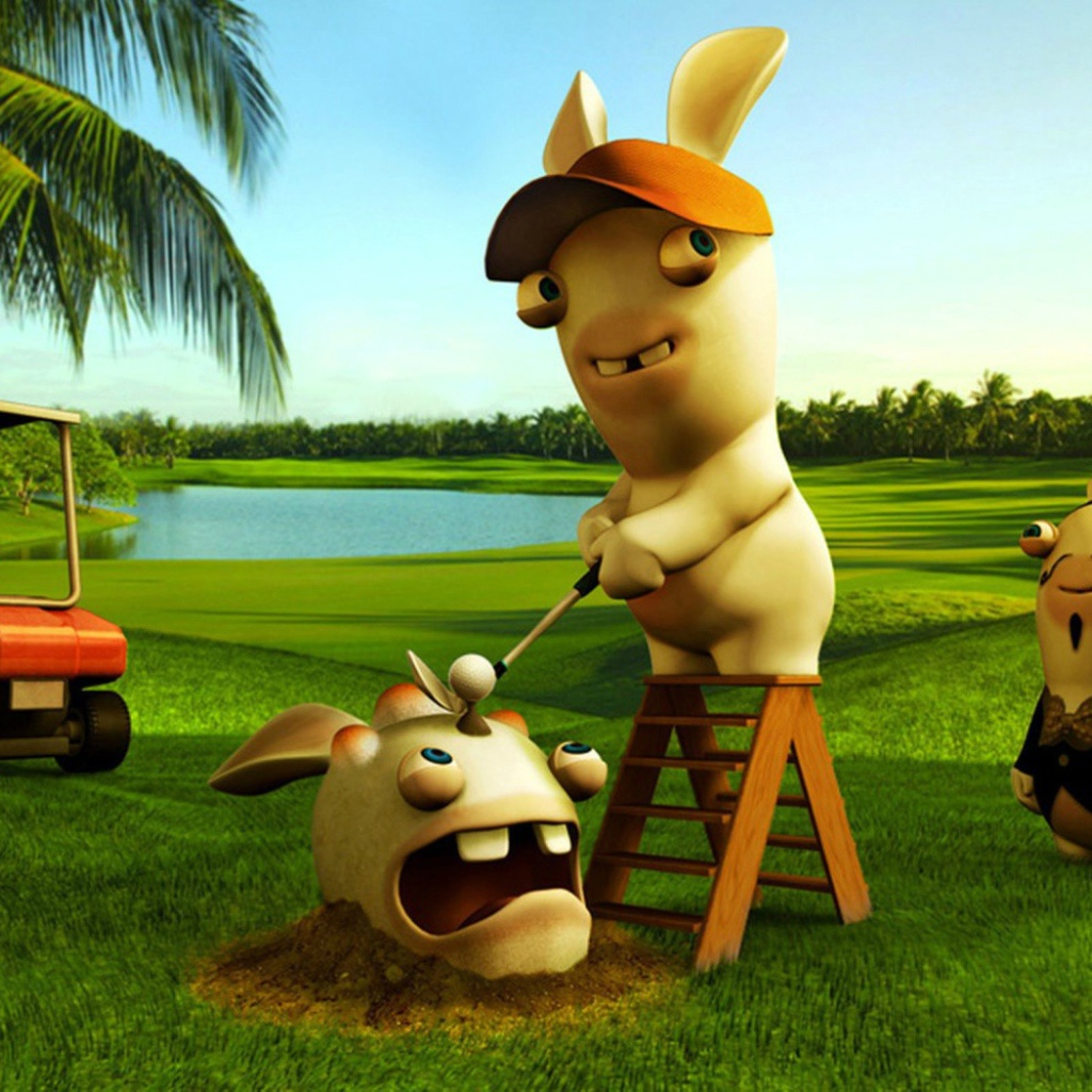Кролики играют в гольф, игра Rayman Raving Rabbids
