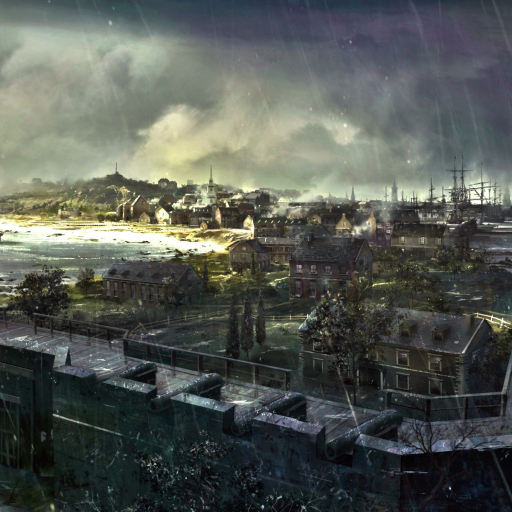 Дождь над городом в игре Assassin's Creed 3