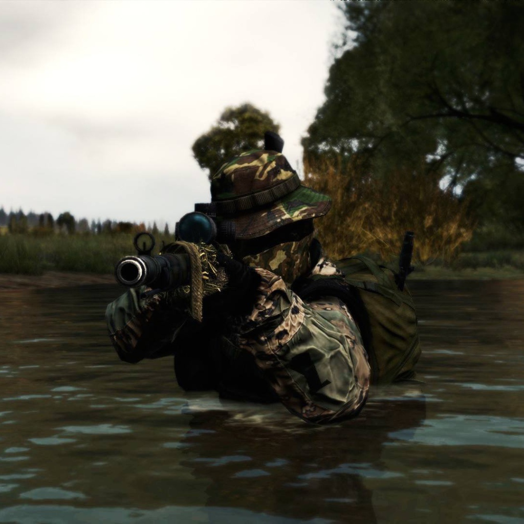 Солдат в воде, игра DayZ