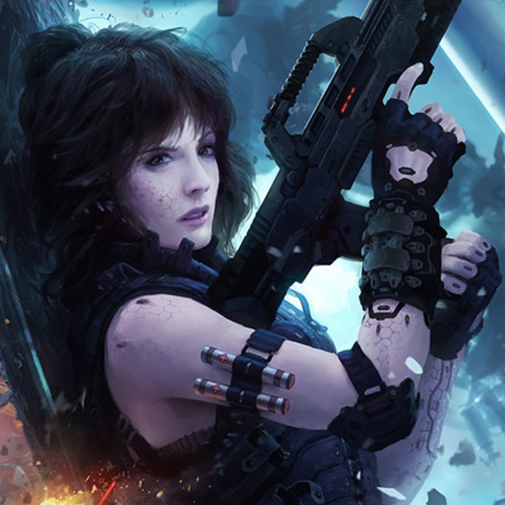 Солдат в игре Shadowrun Returns, киберпанк