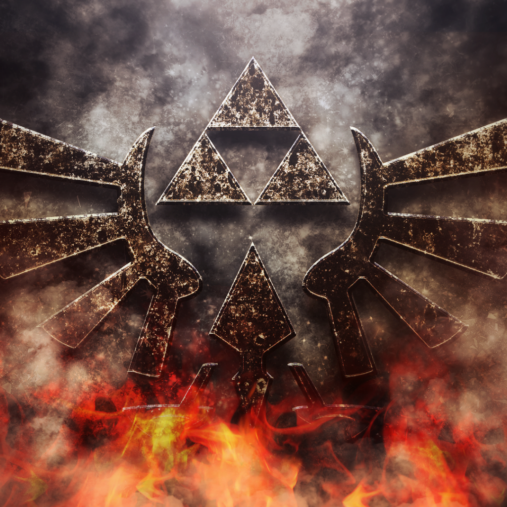 Символ игры The Legend of Zelda в огне