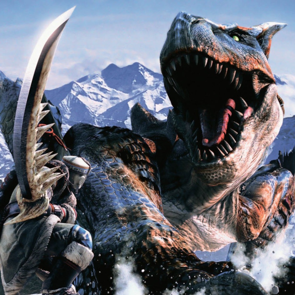 Сражение с драконом в горах, игра Monster Hunter