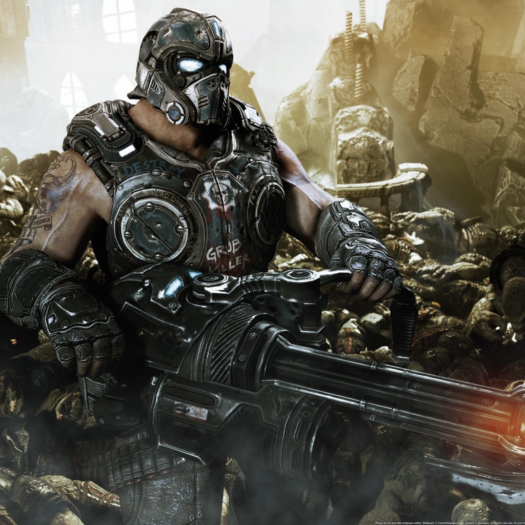 Сражение с врагами в игре Gears of War 3