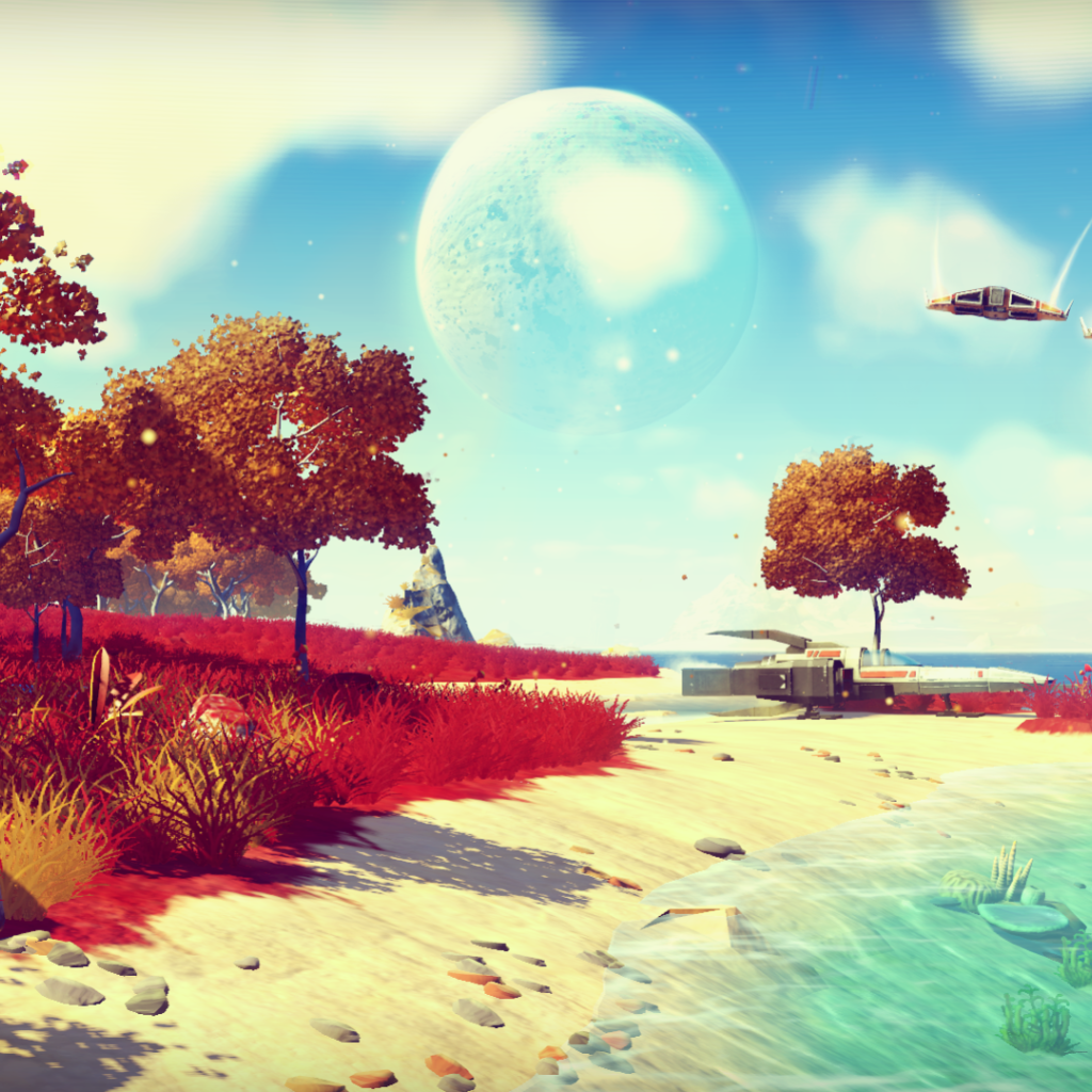 Пляж у моря в игре No Man's Sky