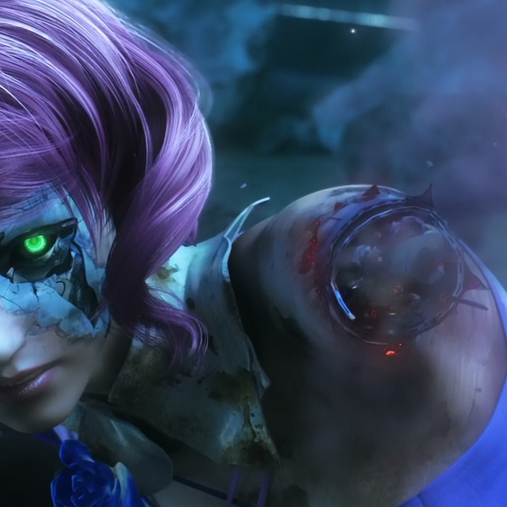 Девушка робот с зеленым глазом