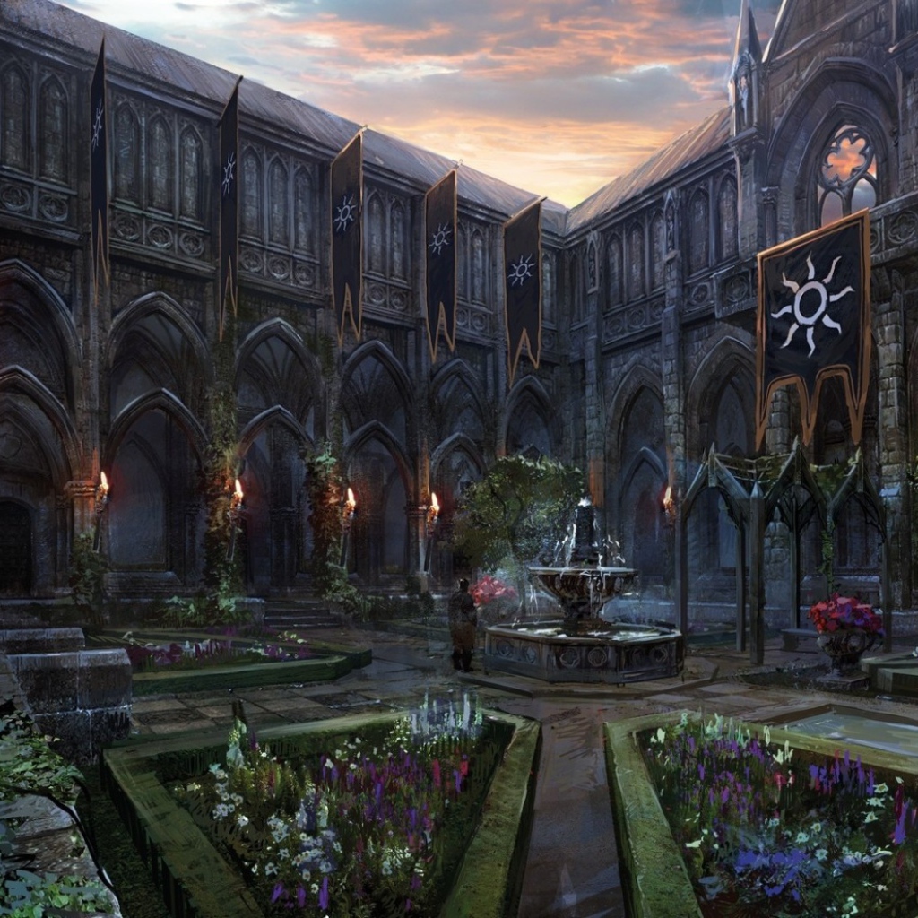 Внутренний двор дворца в игре The Witcher 3 Wild Hunt