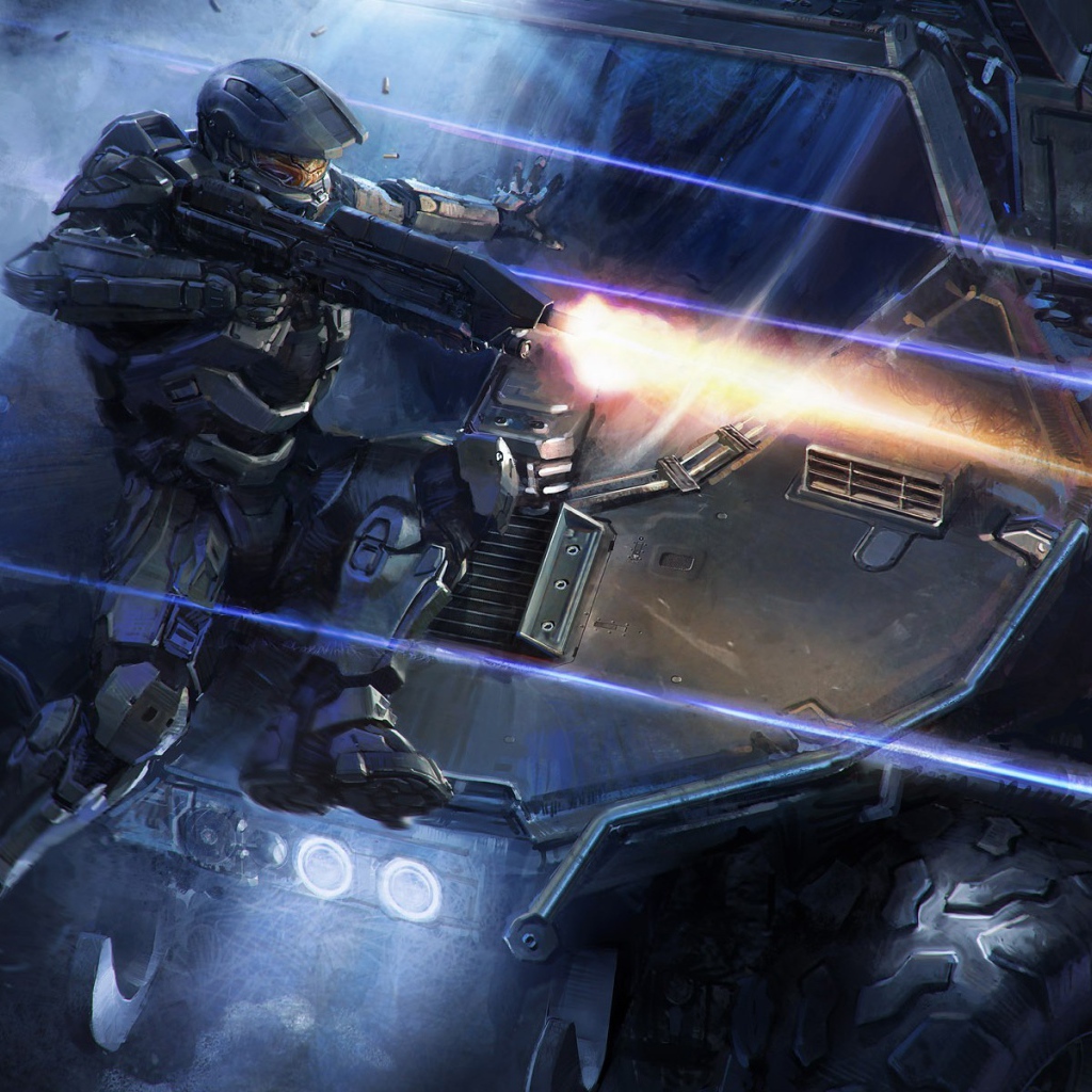 Солдат Мастер Чиф во время боя, игра Halo 5