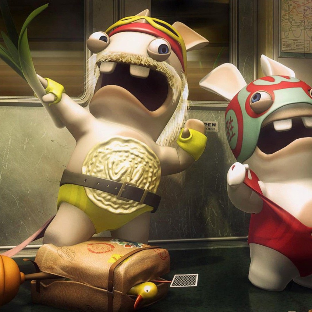 Два персонажа игры Rayman Raving Rabbids