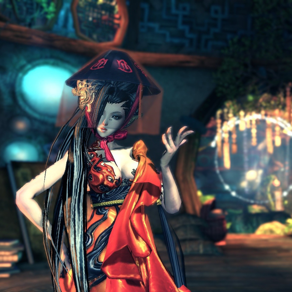 Вуаль на лице девушки из игры Blade & Soul