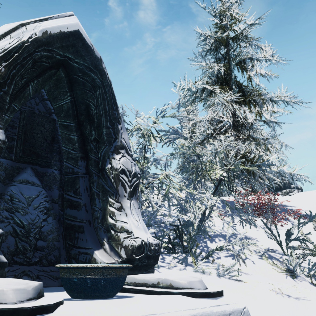 Зимний пейзаж в игре The Elder Scrolls V Skyrim