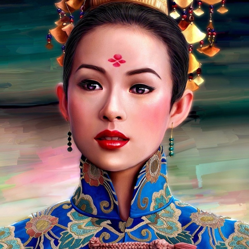 Азиатская девушка в национальном наряде