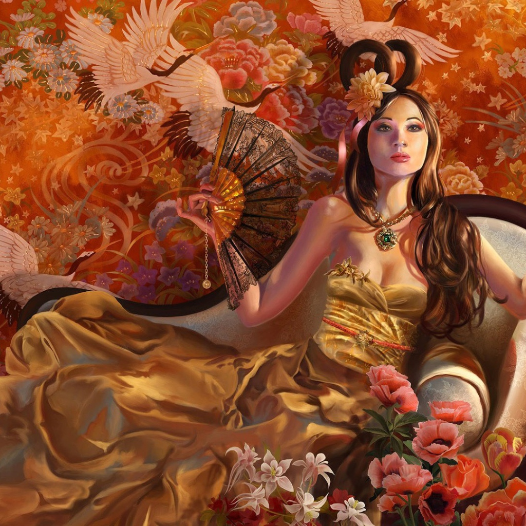 Восточная девушка с веером