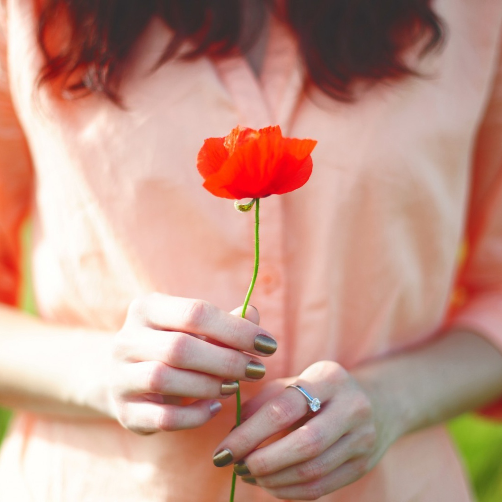 Мак в руках у девушки