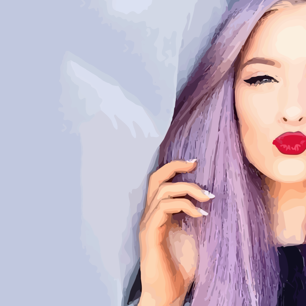 Девушка с фиолетовыми волосами, рисунок