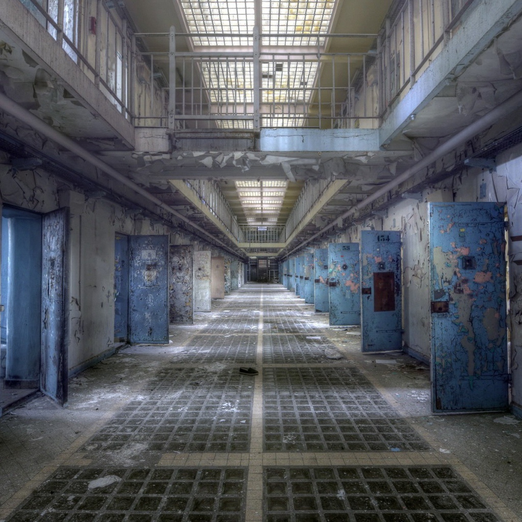 The interior of an abandoned prison