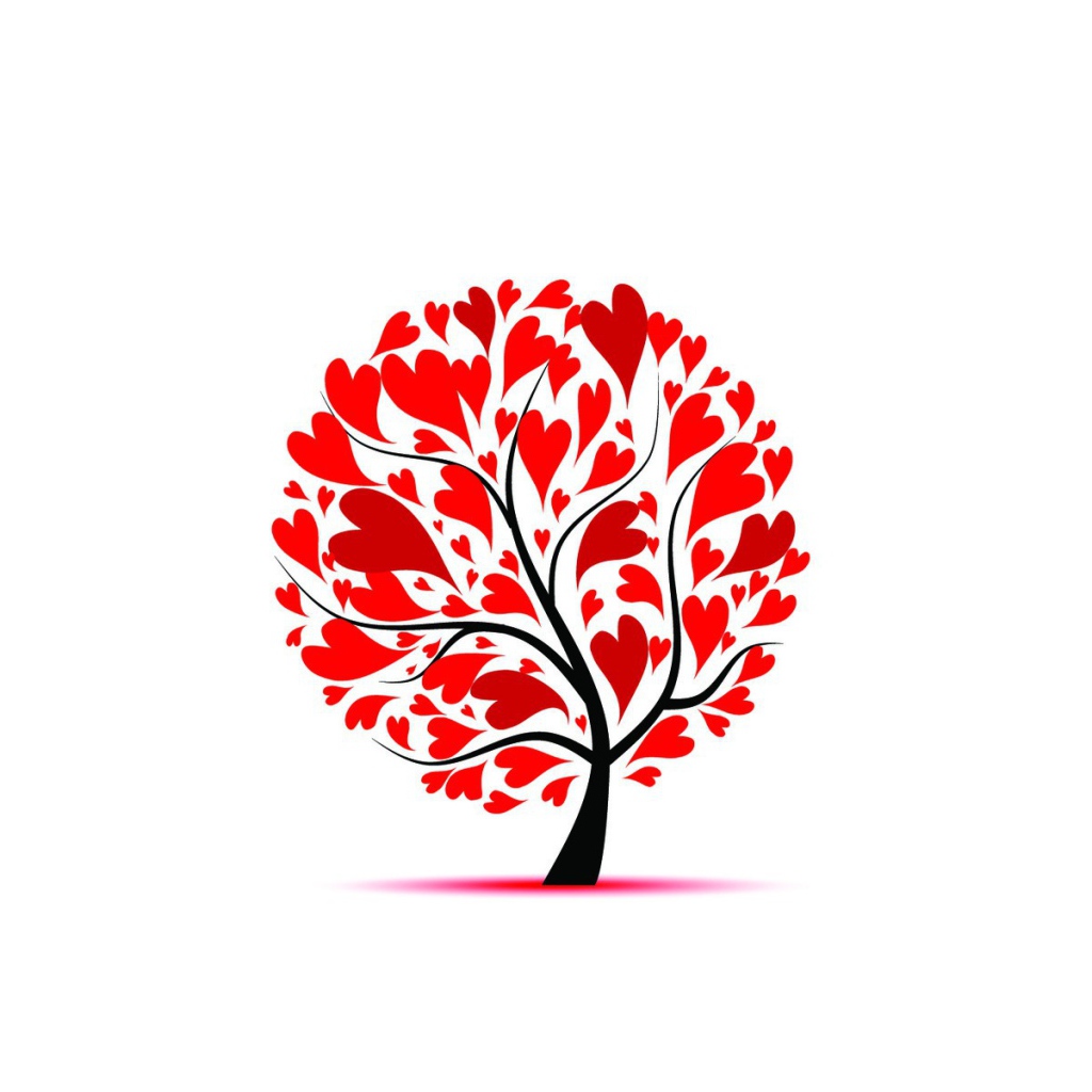 Сердца на дереве вместо листвы