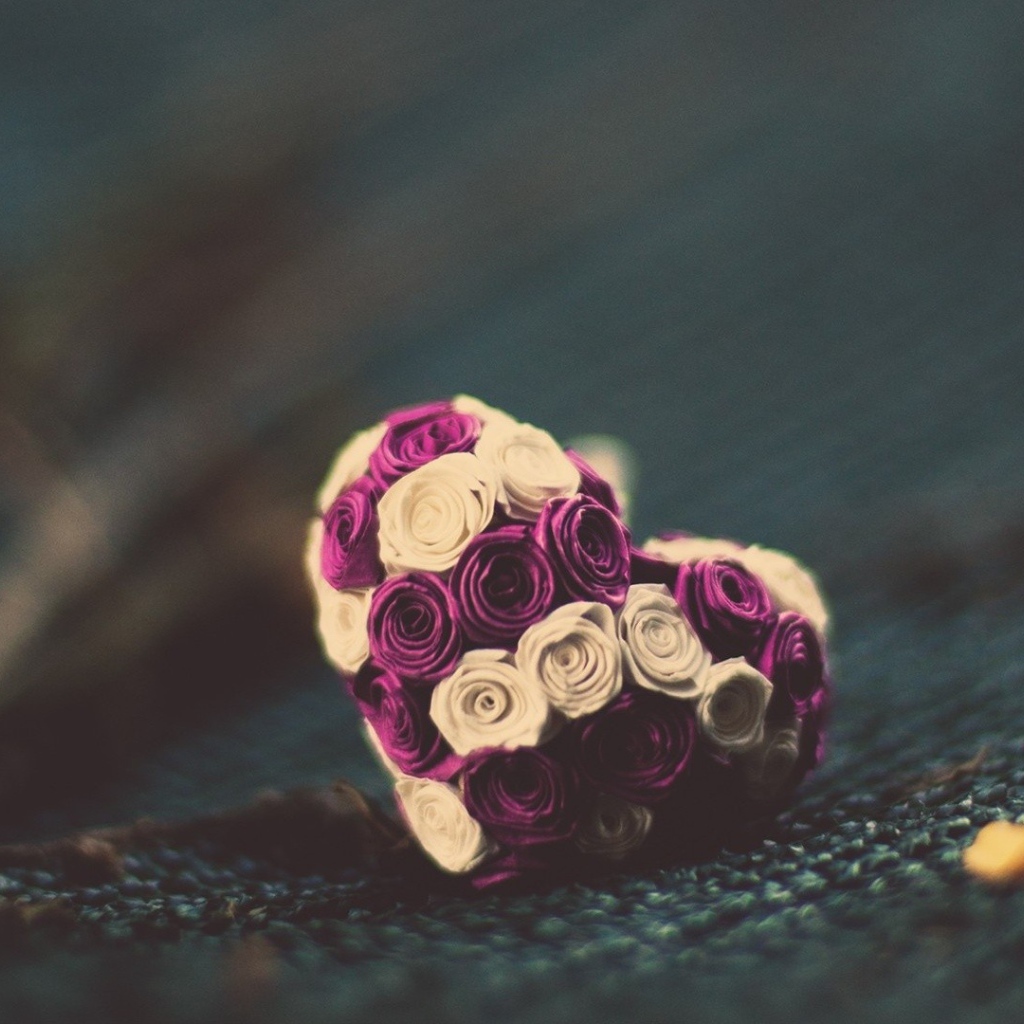 Маленькое сердце из розовых и белых цветов