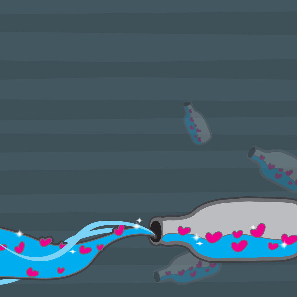 Сердечки в бутылке