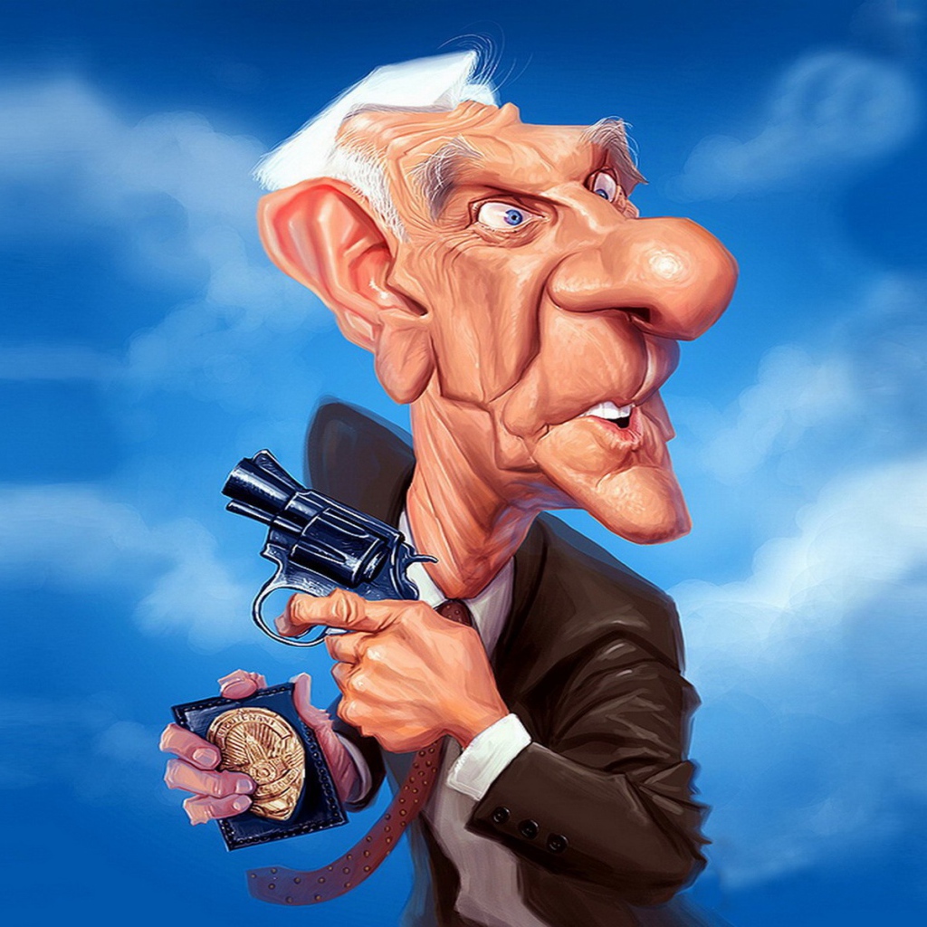 Карикатура на актера Лесли Нильсена