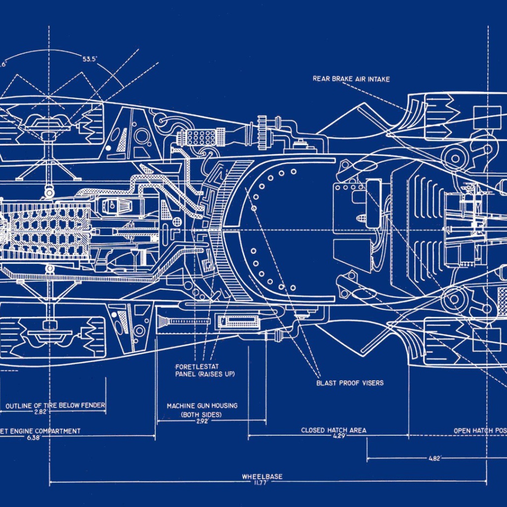 Чертеж автомобиля Бэтмана