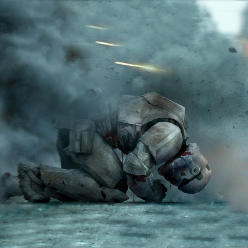 Окровавленный штурмовик под огнем, Звездные войны