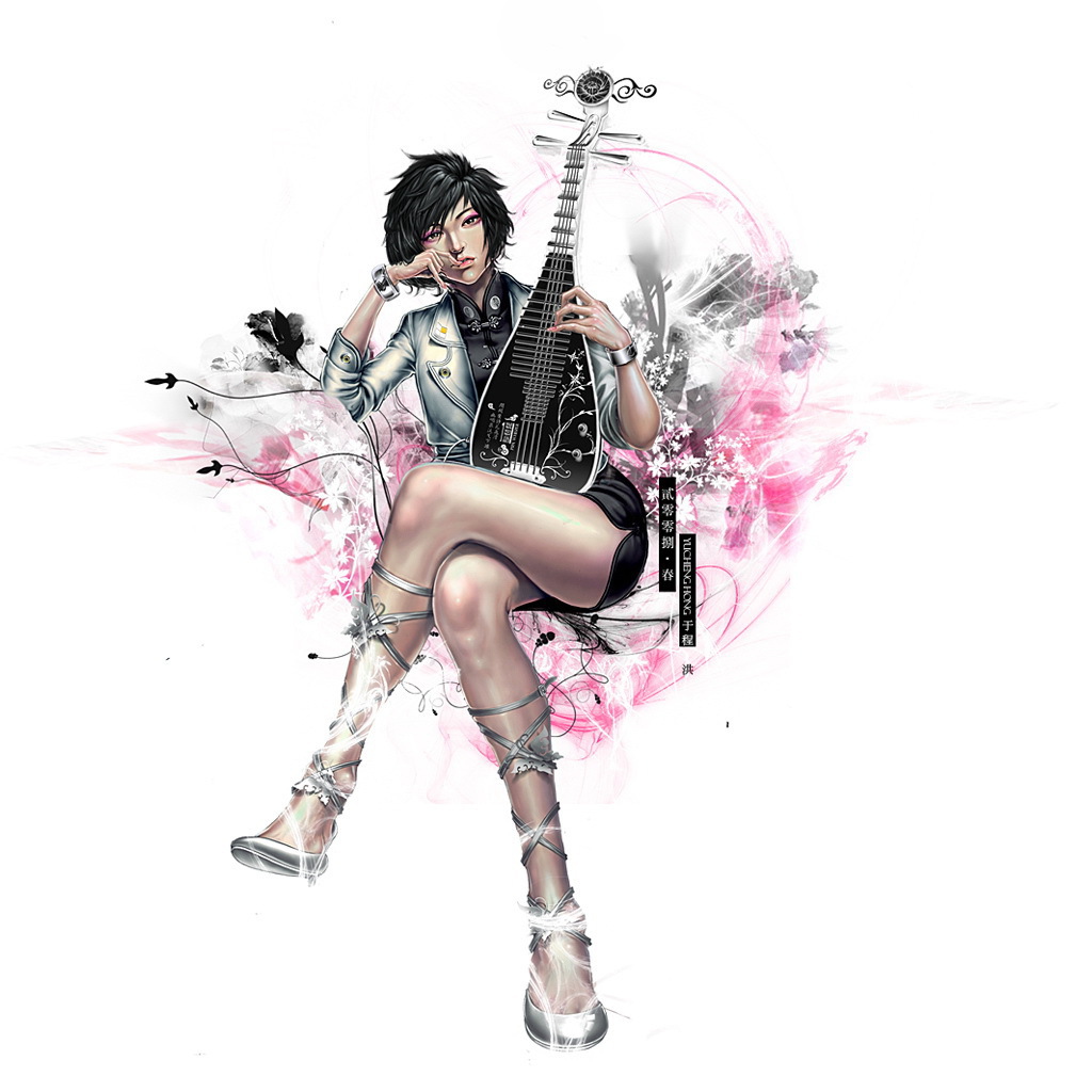 Музыкант на белом фоне