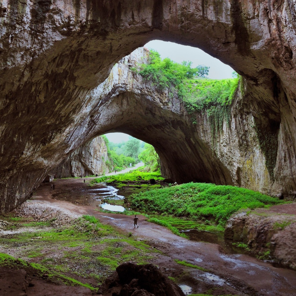 Арки и пещеры из камня над дорогой