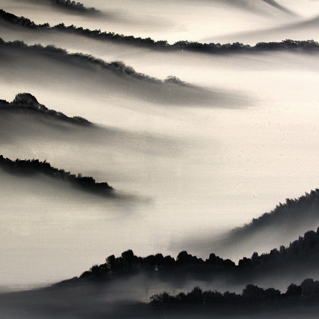 Холмы в густом тумане