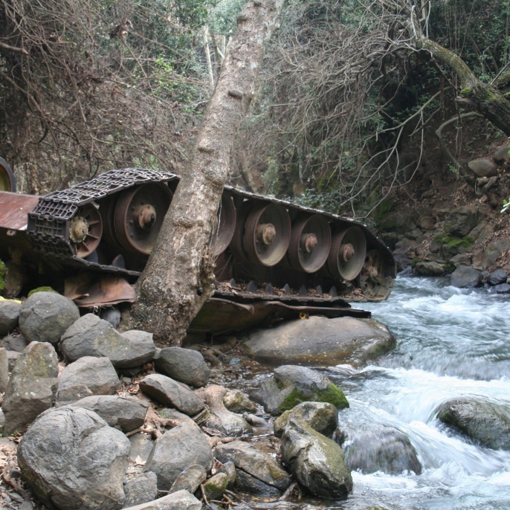 Inverted tank in a mountain stream