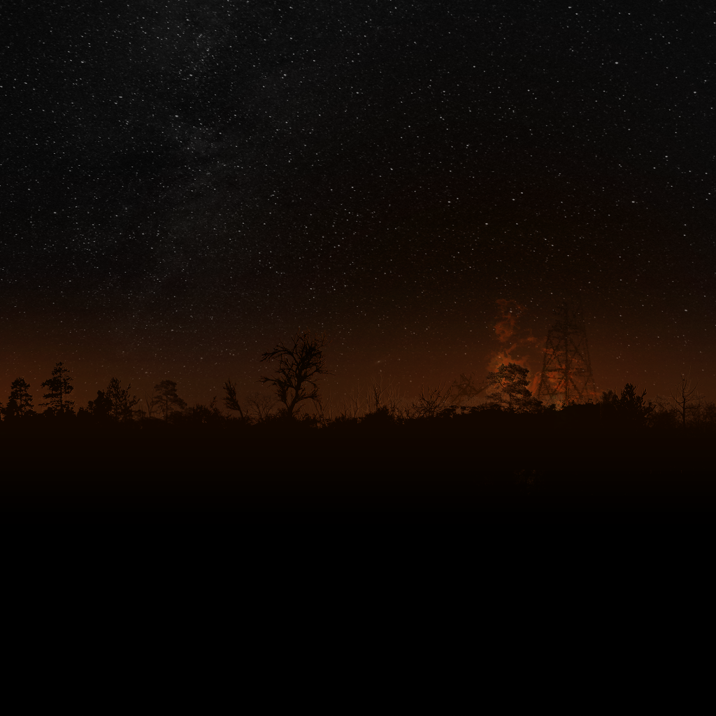 Силуэты на фоне заката и звездного неба