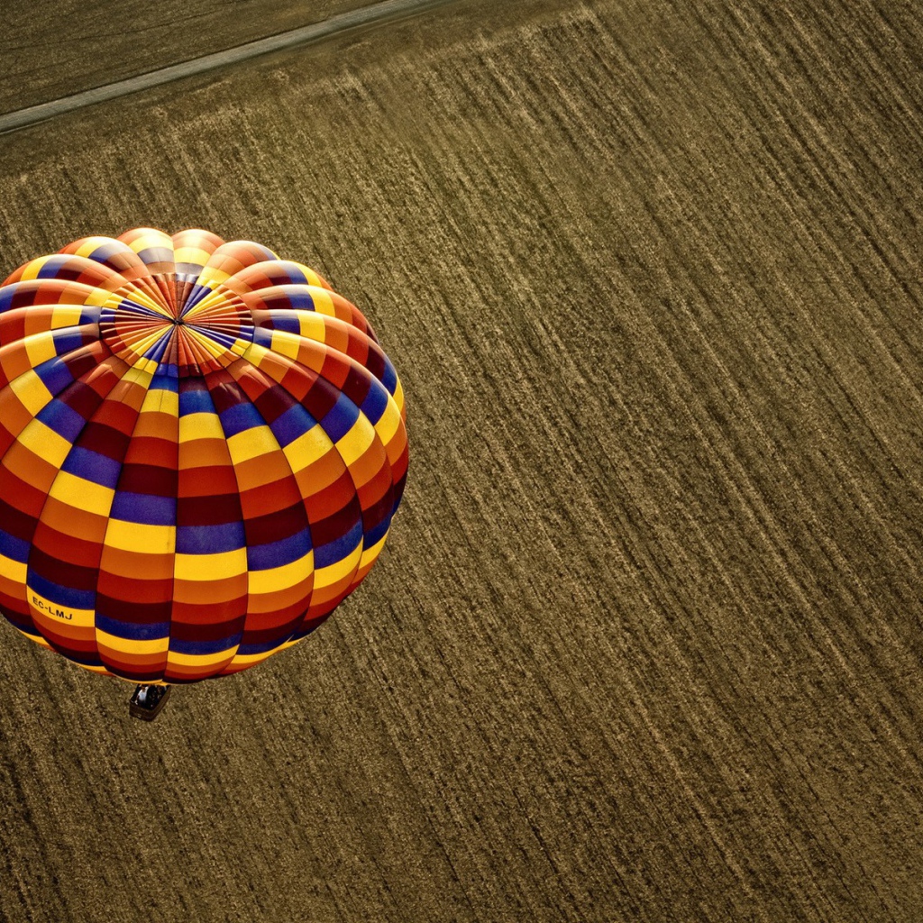 Воздушный шар над вспаханным полем