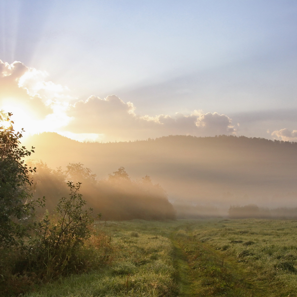 Восход солнца из за холма