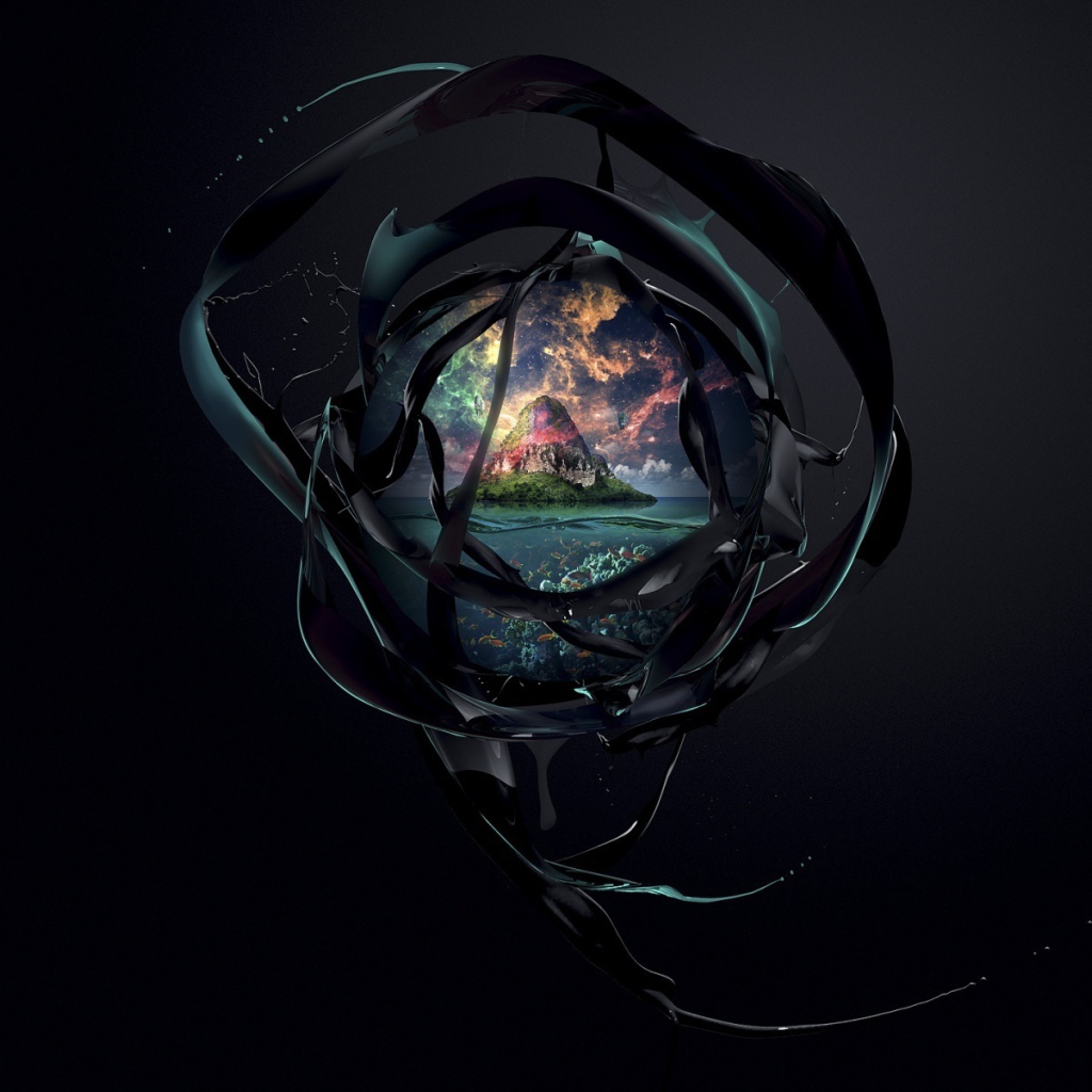 Остров на черном фоне