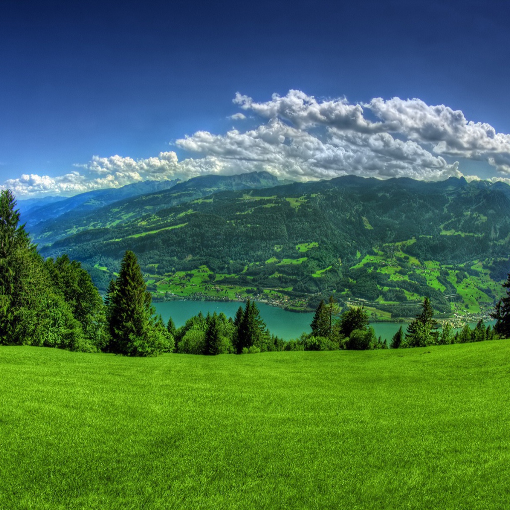 Горный пейзаж,  фото через линзу рыбий глаз