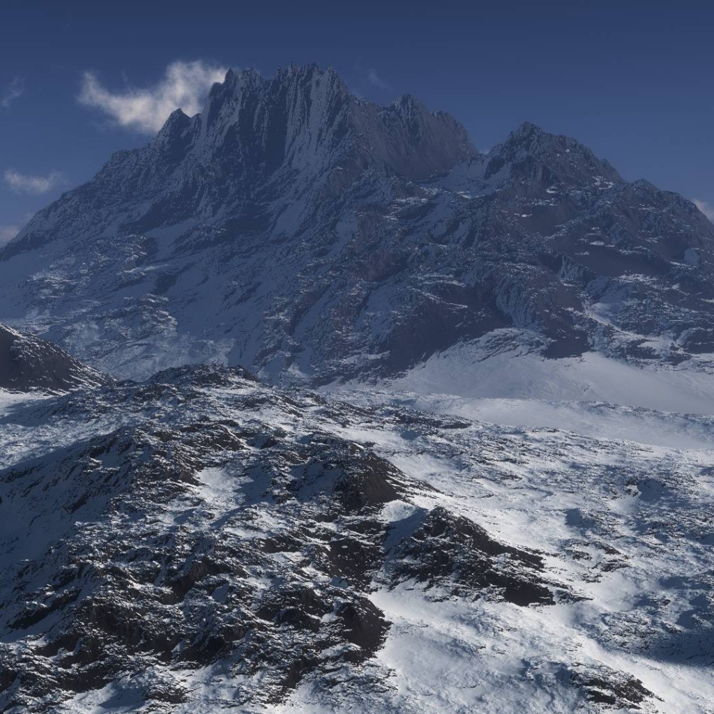 Подъем к вершине горы, снег