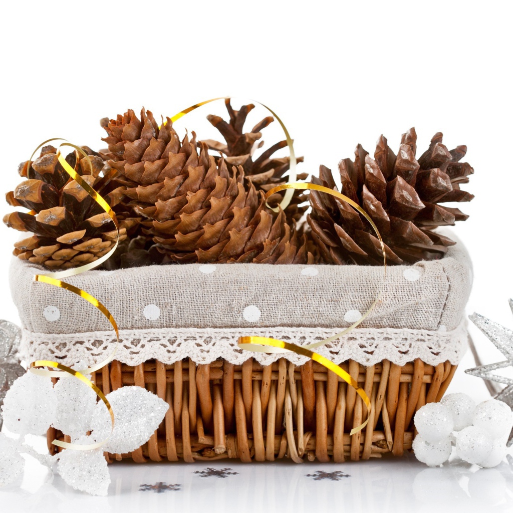 Корзина с еловыми шишками