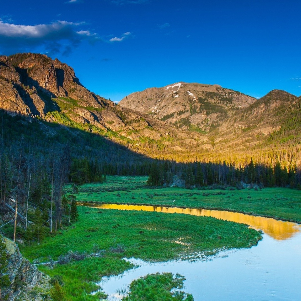 Узкая река в горной долине